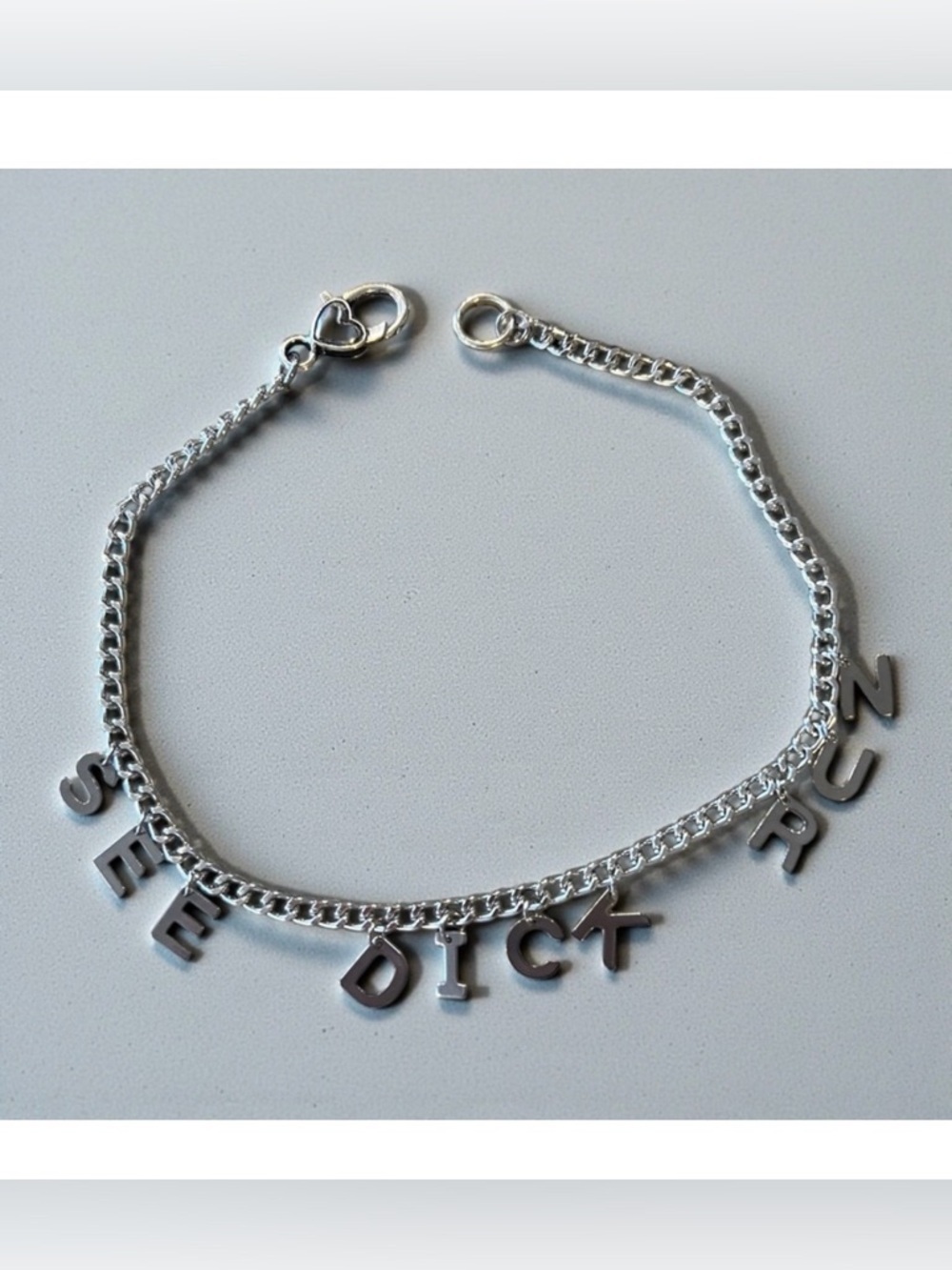 “See Dick Run” stainless steel and aluminum charm necklace/choker 14.5”